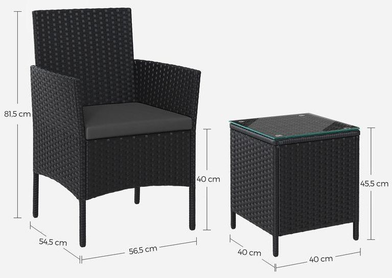 🌞 SONGMICS Balkonmöbel Set aus PE Polyrattan mit Tisch & 2 Stühle für 74,99€ (statt 85€)