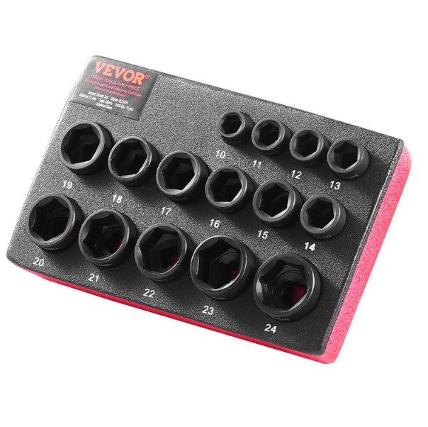 🔧 VEVOR 15tlg. Schlagsteckschlüsselsatz (9,5 mm Antrieb / 10-24 mm) für 23,15€ (statt 29€)