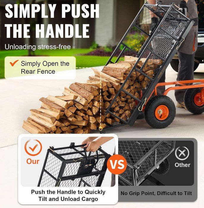 🪵 VEVOR kippbarer Transportwagen aus Metall (bis 400kg) für 109,99€ (statt 134€)