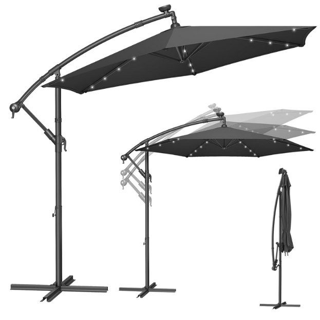 🌞 SONGMICS Sonnenschirm (300cm) mit LED-Solar-Beleuchtung + Ständer für 66,99€ (statt 76€)