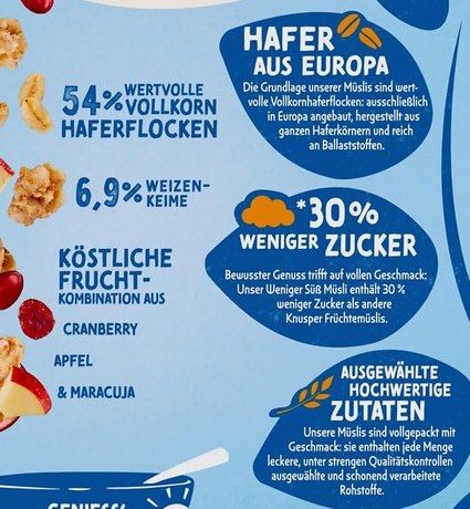 3kg! 🍎 6x Dr. Oetker Vitalis Weniger Süß Knuspermüsli für 12,22€   2,03€ pro Packung