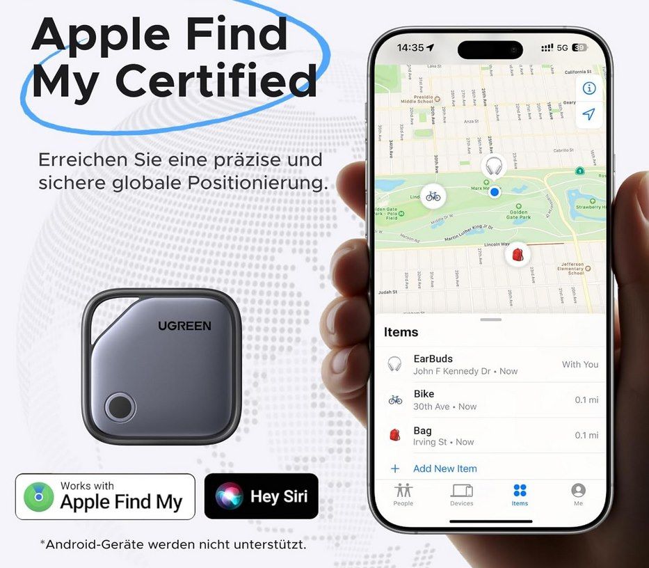 🗺️ 4x UGREEN Finetrack mit Akku & USB C (nur iOS) für 25,98€ (statt 40€)