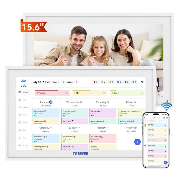 📅 TABWEE 15,6 Zoll Digitaler Bilderrahmen, Kalender & mehr mit Touchscreen für 124,38€ (statt 150€)