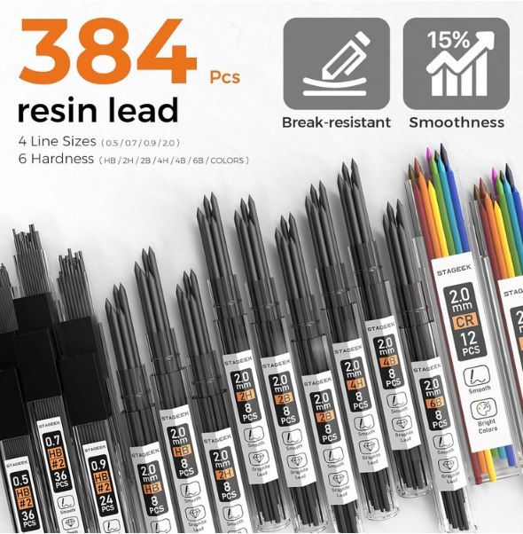 🖊️ STAGEEK Druckbleistifte im Set mit über 380 Minen für 15,39€ (statt 22€)