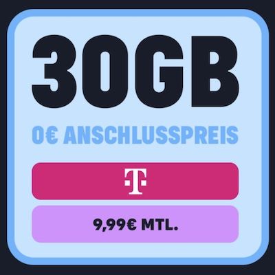 📱 Telekom Allnet-Flat mit 30GB für 9,99€ mtl. + Daten-Depot mit 50GB