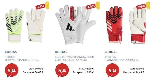 🧤 adidas Torwarthandschuhe (Herren + Kinder) für je 5,55€ + VSK (statt 32€)
