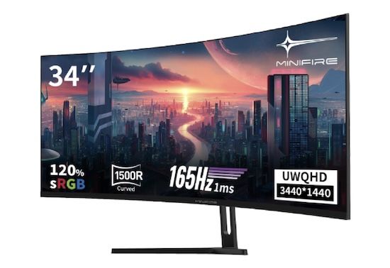 🖥️ Minifire 34 Zoll UWQHD Curved Gaming Monitor mit 165Hz für 208,98€ (statt 265€)