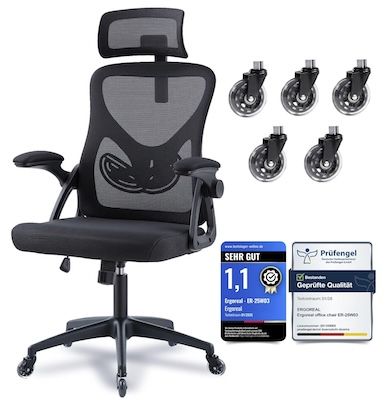👨‍💻 Ergoreal ergonomischer Bürostuhl mit Lendenstütze & 2D‑Kopfstütze für 47,89€ (statt 96€)