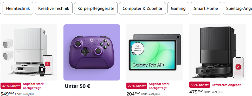 👍💥 Amazon: 7 Tage Technik Angebote z.B. Lenovo IdeaPad Notebook 16/512GB für 549€ (statt 699€)