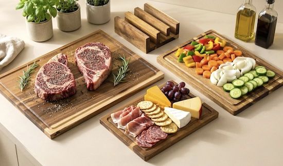🪵 3er Set Edelhaus Schneidebrett aus Akazienholz mit Saftrille für 44,59€ (statt 60€)
