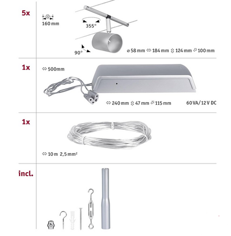 💡 Paulmann Cup Basic Leuchten 5m Seilsystem GU5,3  für 29,99€ (statt 40€)