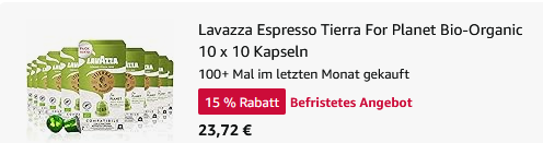 🔥 100er Pack Lavazza Espresso Tierra For Planet Bio Organic Kapseln ab 23,72€ (statt 40€)