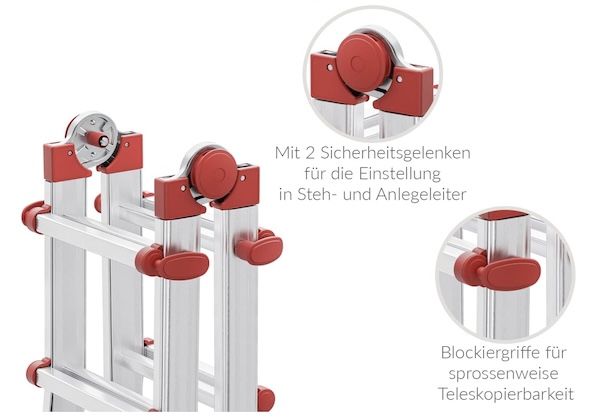 🪜 Hailo M80 Alu Multifunktionsleiter (Teleskop & Gelenk) mit 4 x 5 Sprossen für 198€ (statt 271€)
