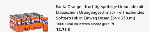 🍊 24x Fanta Orange 330ml Dosen ab 12,75€ (statt 23€)   nur 0,53€/Dose