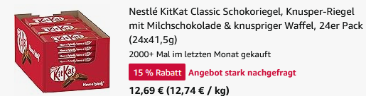 🍫 Fast 1Kg! Nestlé KitKat Classic Schokoriegel für 12,69€ (statt 16€)