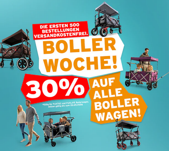 🚜 30% Rabatt auf alle Fuxtec Bollerwagen – z.B. Luxus Bollerwagen für 293,30€ ⚡ (statt 424€)