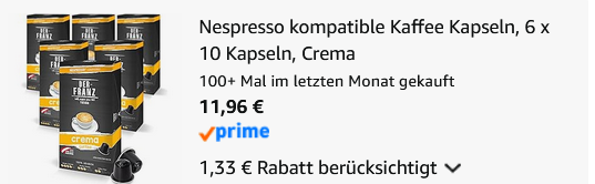 ☕️ 60x Der Franz Nespresso kompatible Kaffee Kapseln Crema ab 11,96€ (statt 26€)