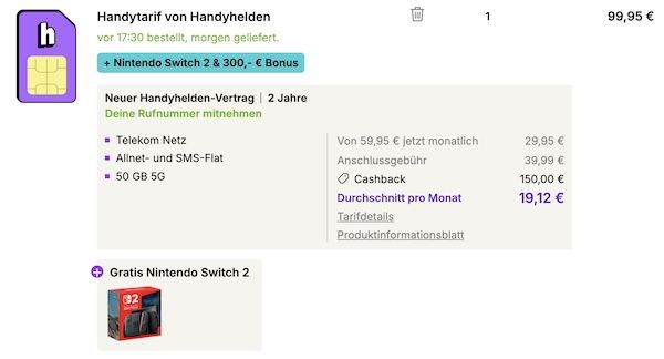 🍄🎮 Nintendo Switch 2 inkl. Mario Kart World für 103,90€ + Telekom 50GB für 29,95€ mtl. + 300€ Bonus 🍄🎮 Nintendo Switch 2 inkl. Mario Kart World für 103,90€ + Telekom 50GB für 29,95€ mtl. + 300€ Bonus
