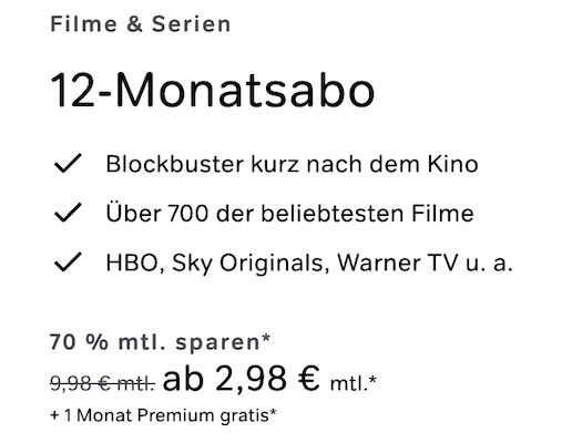 đ„70% Ersparnis đż12 Mon. WOW TV Filme + Serien fĂŒr 2,98⏠mtl. (statt 10âŹ) - Neukunden đ„70% Ersparnis đż12 Mon. WOW TV Filme + Serien fĂŒr 2,98⏠mtl. (statt 10âŹ) Neukunden