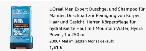 🚿 LOréal Men Expert Hydra Power 5 in 1 Duschgel 250ml ab 1,31€ (statt 2€)