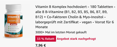 💊 180er Pack Vitamin B Komplex Tabletten mit 8 B-Vitamine ab 7,96€ (statt 14€) 💊 180er Pack Vitamin B Komplex Tabletten mit 8 B Vitamine ab 7,96€ (statt 14€)