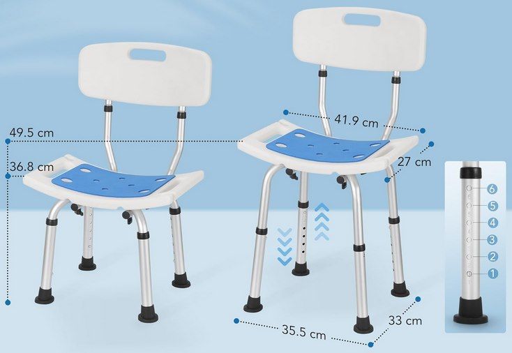 💦 Careboda Duschstuhl mit 6 verstellbaren Höhen für 35,99€ (statt 42€)