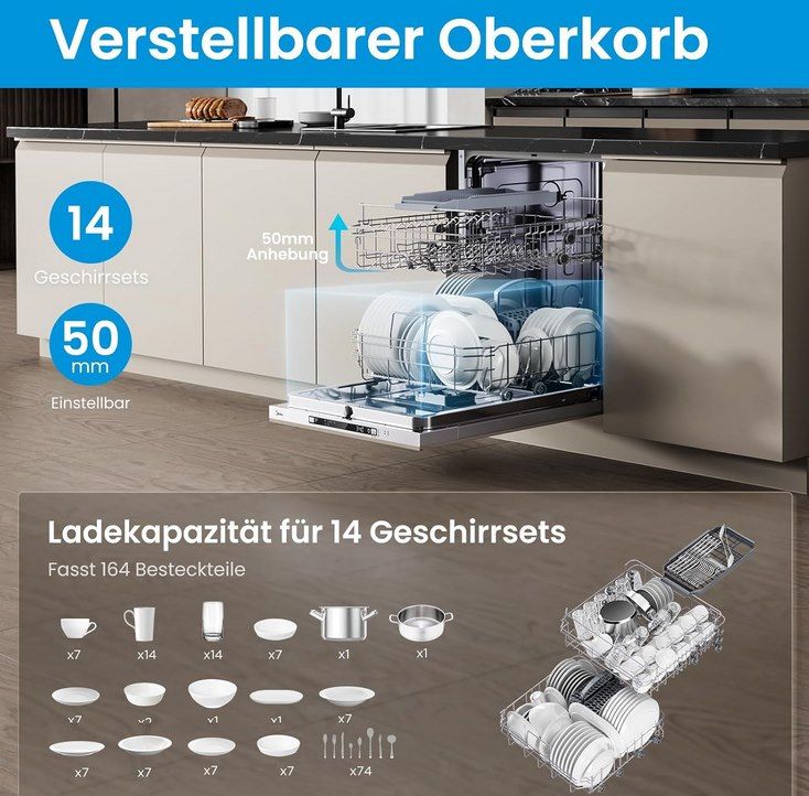 🍴 Midea Geschirrspüler (vollintegriert, 60cm) mit WLAN für 329,99€ (statt 370€)