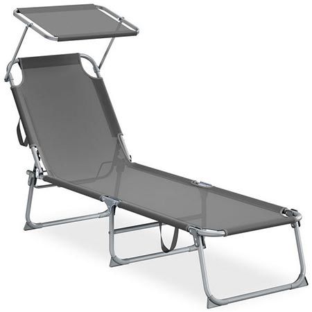 🌞 Songmics Sonnenliege mit Sonnenblende, klappbar für 32,99€ (statt 43€)