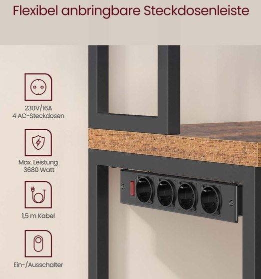 🔌 VASAGLE Küchenregal mit Steckdosen für 55,90€ (statt 64€)