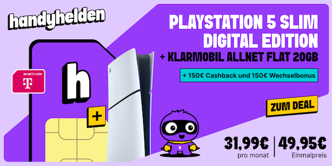 🔥 Playstation 5 Slim Digital für 49,95€ + 20GB Telekom Allnet für 31,99€ mtl. + 💰 300€ Bonus 🔥 Playstation 5 Slim Digital für 49,95€ + 20GB Telekom Allnet für 31,99€ mtl. + 💰 300€ Bonus