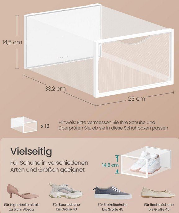 👟 12x SONGMICS Schuhboxen aus Kunststoff mit Tür für 18,24€ (statt 23€)