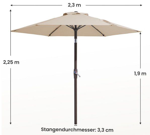 🌞 Palawano Sonnenschirm (2.3m) mit Kurbel & Eisenmast für 24,99€ (statt 50€)