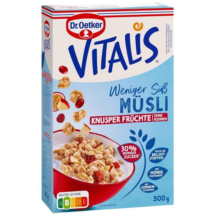3kg! 🍎 6x Dr. Oetker Vitalis Weniger Süß Knuspermüsli für 12,22€ – 2,03€ pro Packung