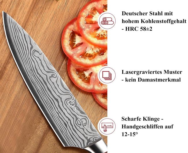 🔪 Sunnecko Chang Kochmesser (20cm) mit Pakkaholz Griff für 12,59€ (statt 23€)