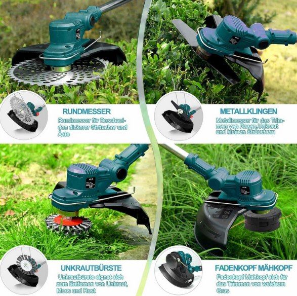 🌱 21V Rasentrimmer mit Unkrautbürste, Freischneider & Motorsense inkl. 2x 4.0Ah Akkus für 69€ (statt 138€)