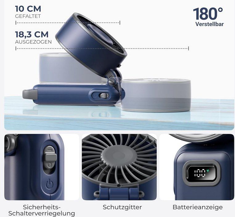 💨 Diveblues Akku Handventilator mit 100 Stufen für 11,98€ (statt 20€)