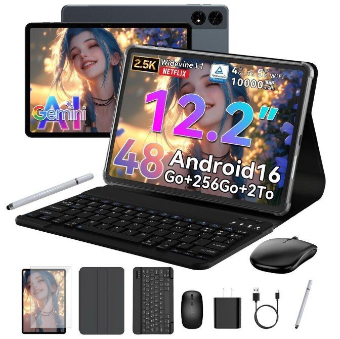 📱 TABWEE T60 – 12,2 Zoll Tablet mit Tastatur & 12/256GB für 141,54€ (statt 179€)