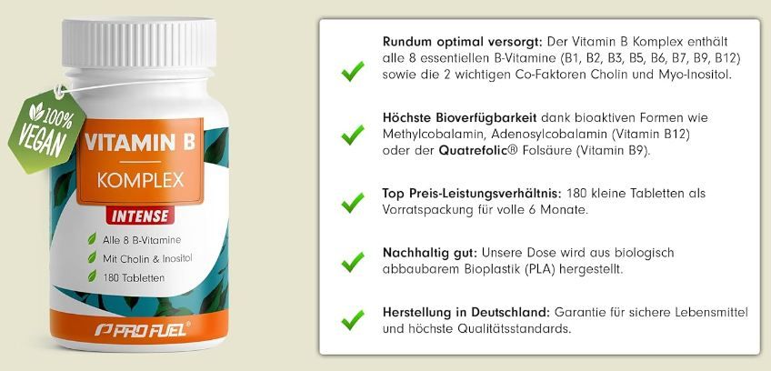 💊 180er Pack Vitamin B Komplex Tabletten mit 8 B Vitamine ab 7,96€ (statt 12€)