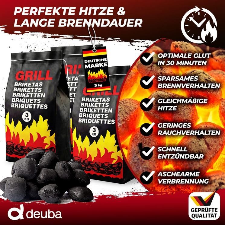 🥩 27kg Deuba Holzkohle Grillbriketts für 33,95€ (statt 40€) - 3,77€ pro Packung 🥩 27kg Deuba Holzkohle Grillbriketts für 33,95€ (statt 40€) 3,77€ pro Packung