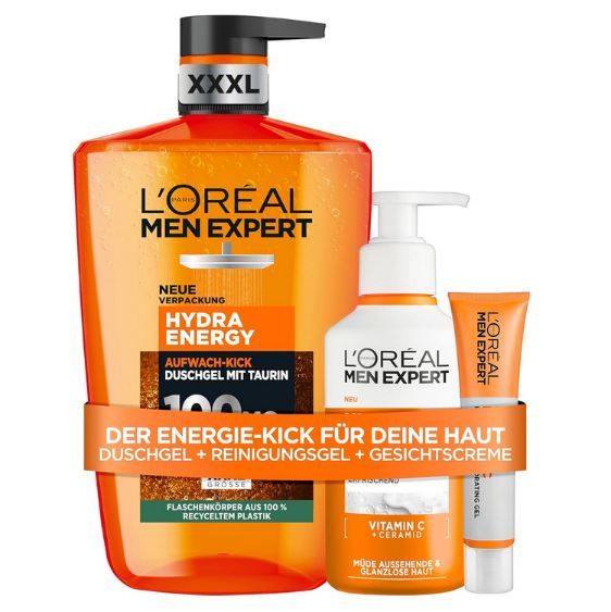 🧴 Loreal Men Expert Hydra Energy Set mit 1L Duschgel, Waschgel & Gesichtsgel für 19,52€ (statt 27€)