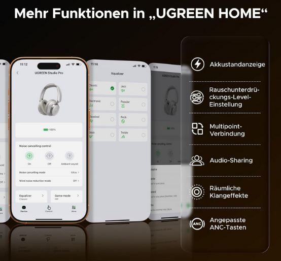 🎧 UGREEN Studio Pro Wireless Kopfhörer mit ANC für 37,97€ (statt 48€) 🎧 UGREEN Studio Pro Wireless Kopfhörer mit ANC für 37,97€ (statt 48€)