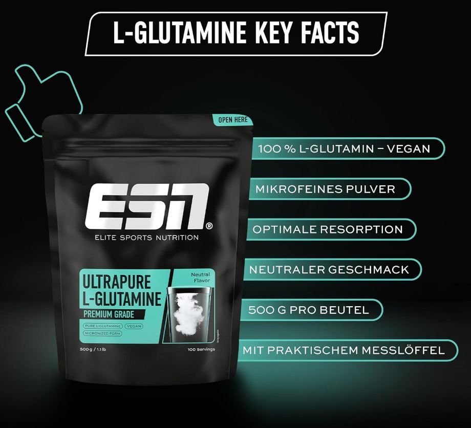 💪🏻 500g ESN Ultrapure L Glutamine Pulver ab 15,57€ (statt 24€)