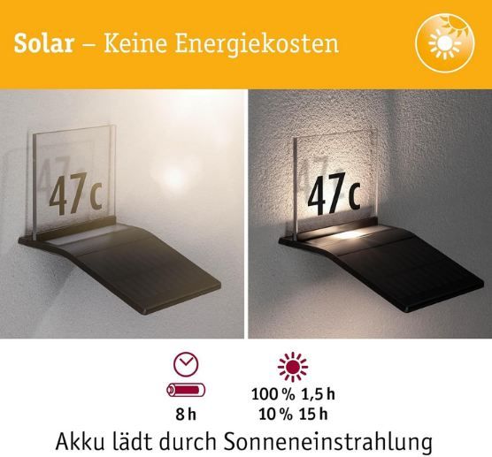 🏠 Paulmann Yoko Solar Hausnummernleuchte mit Bewegungsmelder für 12,97€ (statt 22€)