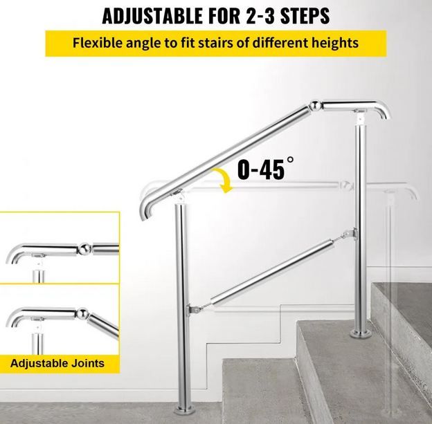 🏠 VEVOR 3 Stufen Treppengeländer aus Edelstahl mit Pfosten für 64,89€ (statt 91€)