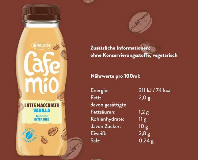 ☕ 12er Pack Rauch Cafemio Latte Macchiato Vanilla Eiskaffee ab 14,60€ (statt 19€)