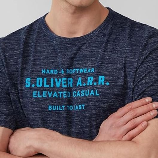 👕 s.Oliver Navy Meliertes Logo T Shirt für 9,99€ (statt 19€)