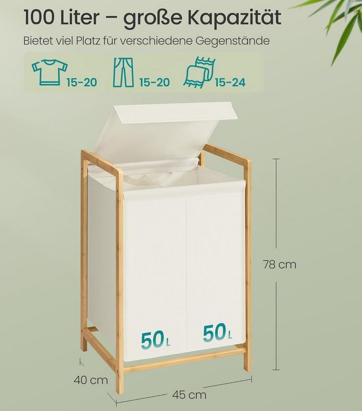 🧺 Songmics Wäschekorb mit 2 Fächer, 100L für 16,99€ (statt 20€) 🧺 Songmics Wäschekorb mit 2 Fächer, 100L für 16,99€ (statt 20€)