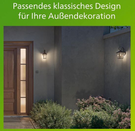 💡 Philips Buzzard Außen Wandleuchte, E27, wetterfest für 21€ (statt 26€)