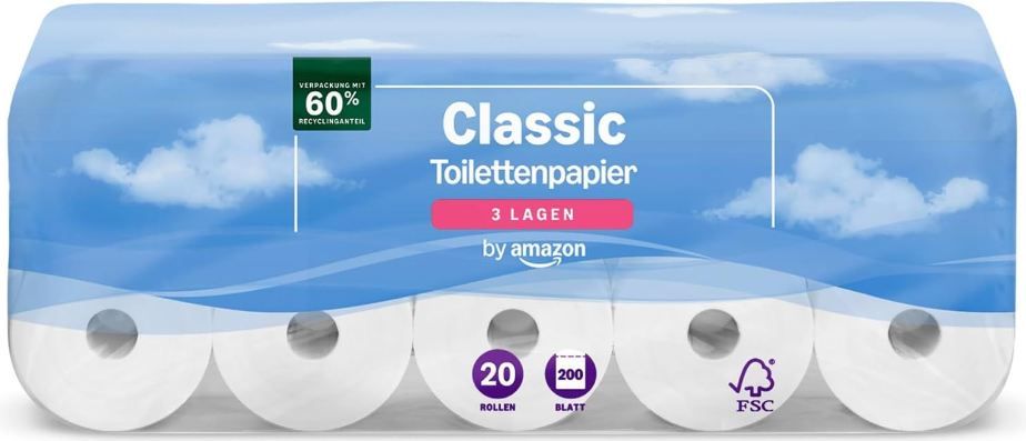 🧻 20 Rollen by Amazon Classic Toilettenpapier, 3-lagig ab 7€ (statt 9€) - 0,36€ pro Rolle 🧻 20 Rollen by Amazon Classic Toilettenpapier, 3 lagig ab 7€ (statt 9€) 0,36€ pro Rolle