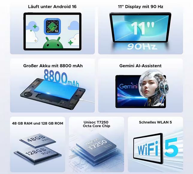 📱 AORLYM AP11 Android 16 Tablet mit 11 📱 AORLYM AP11 Android 16 Tablet mit 11 Display + Tastatur & Stift für 99,99€ (statt 200€)